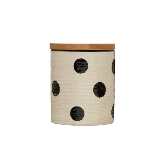 Black and Cream Dot Stoneware Canister