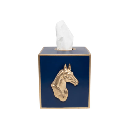 Regency Horse Head Tissue Box Cover: Navy