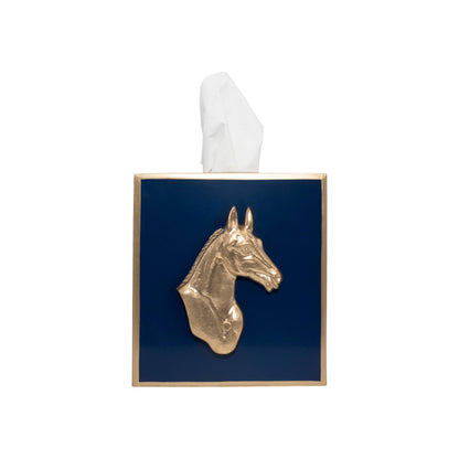 Regency Horse Head Tissue Box Cover: Black