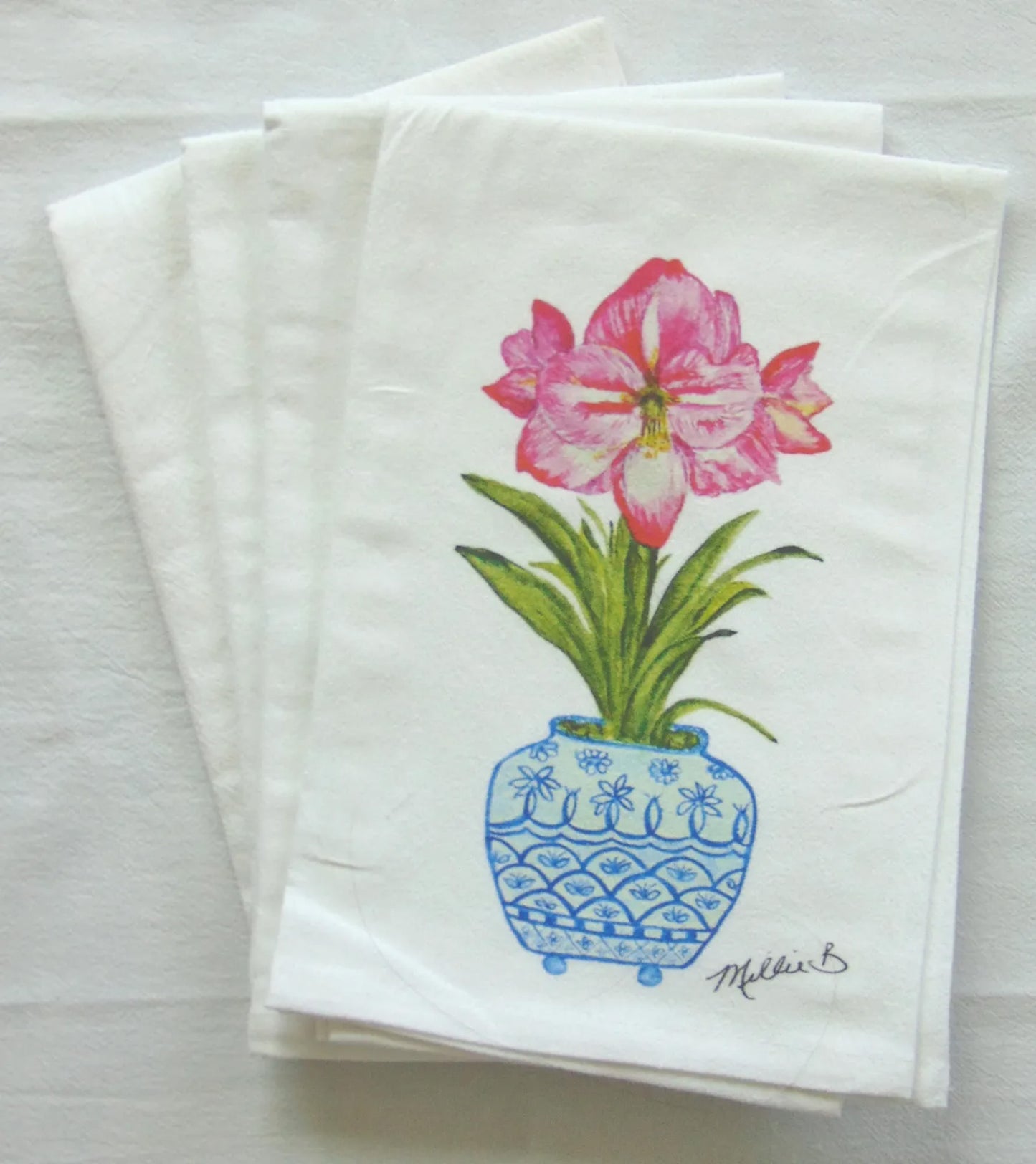 Watercolor Amaryllis Kitchen Towel