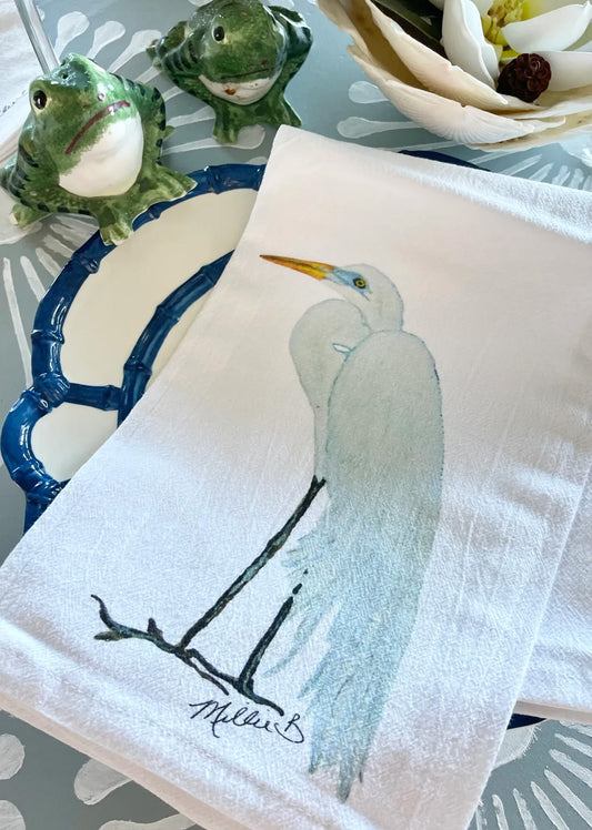 Watercolor Egret Towel