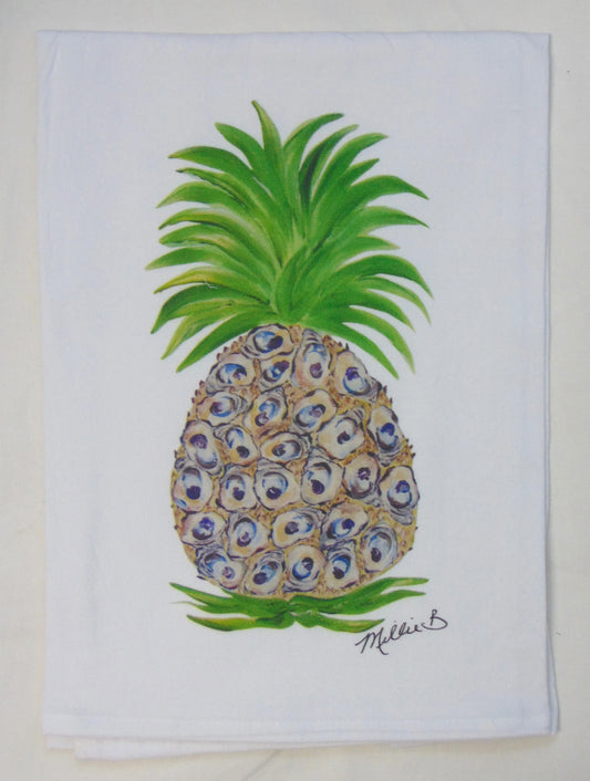 Watercolor Oyster Pineapple Towel