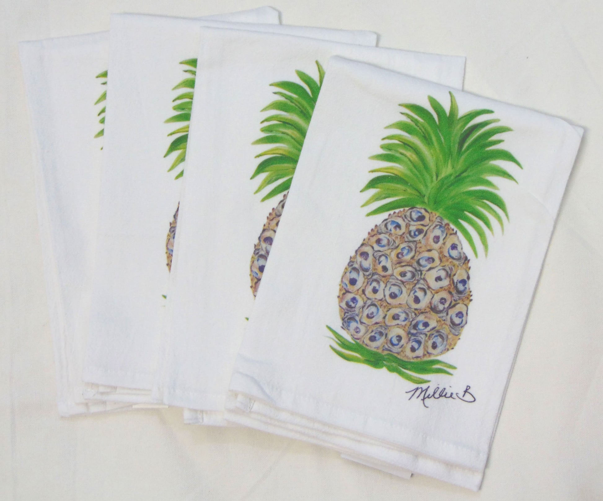 Watercolor Oyster Pineapple Towel