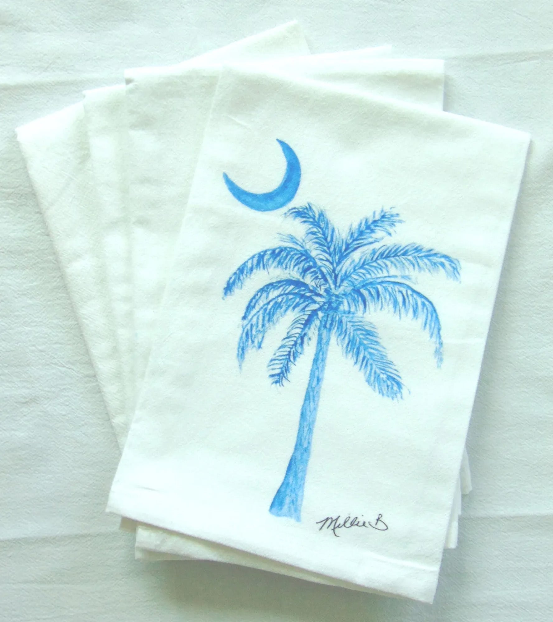 Watercolor Palm Moon Towel