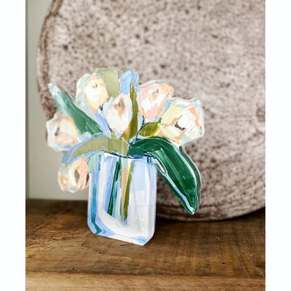 White Tulips Acrylic Bloom Block